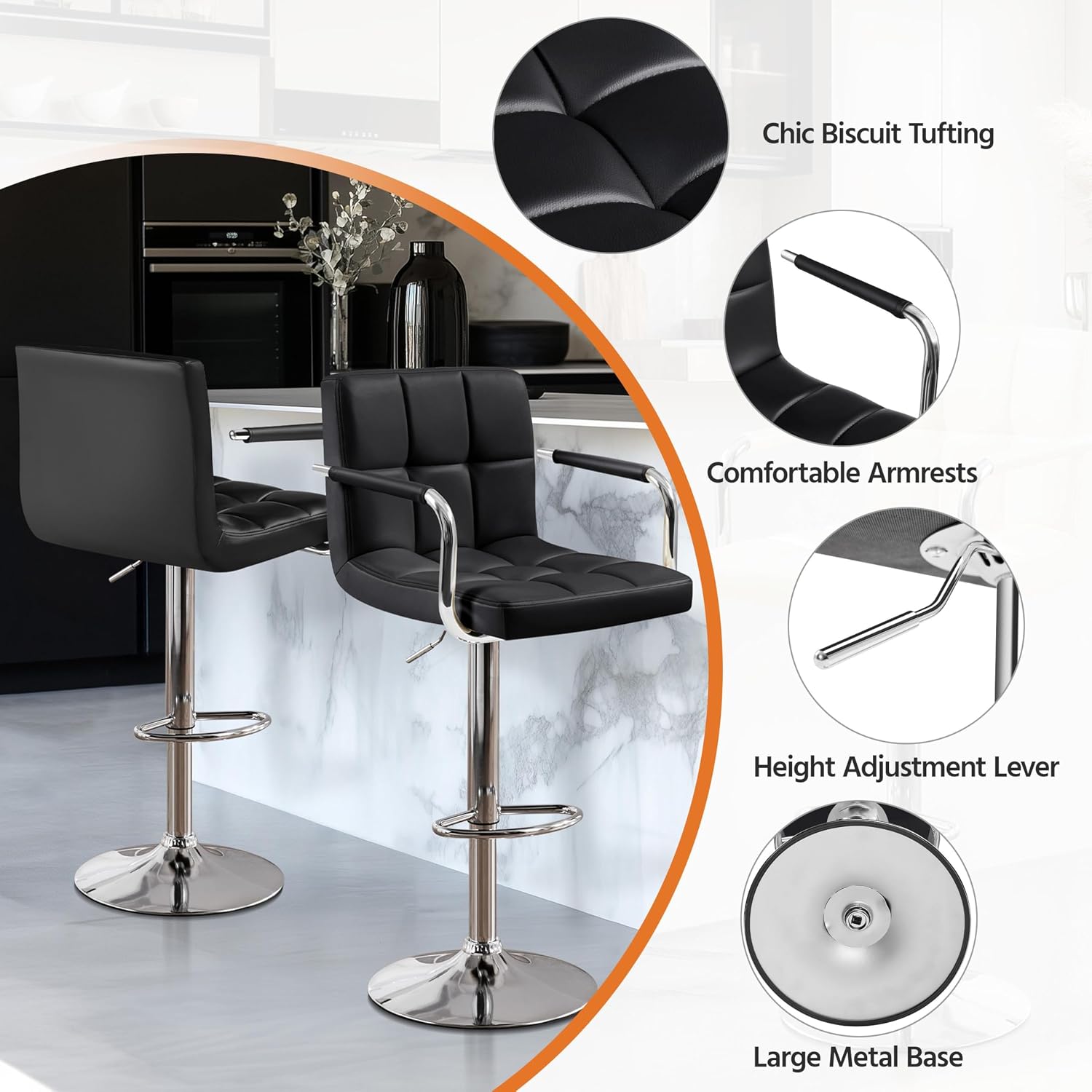 Bar Stools Set Of 2, PU Leathe - Commercial Kitchen Counter 评论和价格